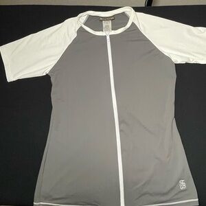 Tommy Bahama Womens Top Rash Swim Guard Size XS Gray Full Zip Short Sleeves